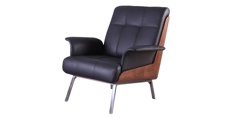 Luxury Modern Wide-Seat Leather Lounge Armchair