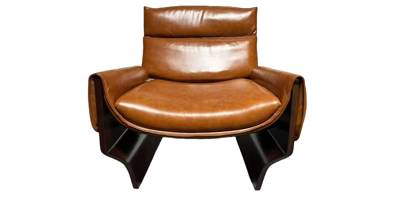 Vintage Saddle-Leather Sculptural Lounge Chair