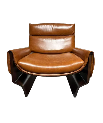 Vintage Saddle-Leather Sculptural Lounge Chair